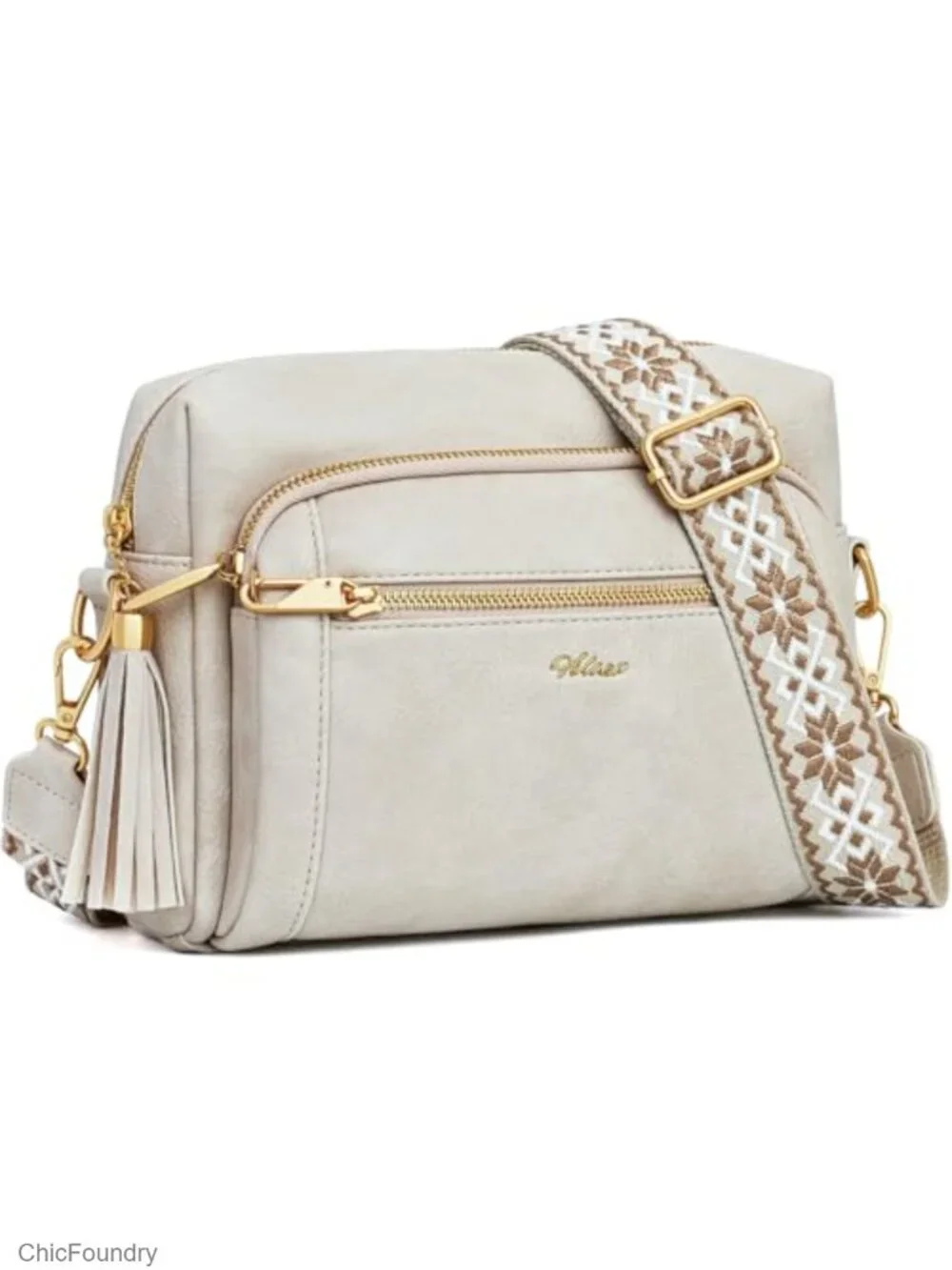 Small Faux Leather Crossbody Bag with Anti-Theft Zippers and Tassel